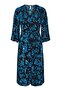 Women Allover Print Belted Midi Dress, Blue - 2