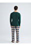 Navy Blue Standard Fit Men's Pajama Set - 4