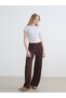 Trendlucky Women's Textured Trousers with Elastic Waist and Difference in Color