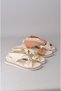 Select 107614 stone detail genuine leather women's sandal taba - beige - 7