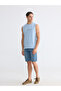 Original Oval Collar Printed Combed Cotton Men's Sleeveless T-Shirt - 2