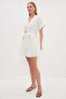 Belted Linen Look Mini Dress - 4