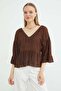 Textured V-Neck Casual Blouse - 2