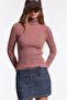 Women's Casual Turtleneck Turtleneck Pink Ribbed Sweater