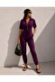Imported Crepe Fabric Jumpsuit with Zipper Pocket 582020 Mürdüm