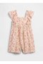 Gap Baby Girl Floral Patterned Square Neck Ruffle Shorts Jumpsuit 6 Months-5 Years Pink