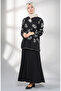 تونيك منقوش من قماش Sile 0003-04 أسود