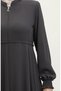 Lace detailed mevlana abaya 5069-06 smoked - 4