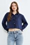 Buttoned Crop Shirt with Tie Front - 4