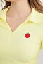 Strawberry Embroidered Polo Neck Half Zipper Blouse - 6