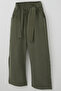 Girl's Pants with Tie Detail, Comfortable Cut, Pockets, Ages 4-8, Dark Khaki Green - 5