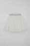 Girl's Tutu Skirt with Sim Detail, Age 5-10, White - 3
