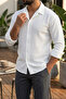 Men's Knitted Textured Regular Fit Casual Shirt – White - 2