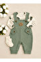 Teddy Bear Embroidered Salopet and Bodysuit Baby Set – Ribbed , Long Sleeve, Casual Comfortable 2-Piece Set - 2