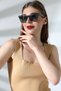 Women's uv400 grey frame square sunglasses 23014 c5 green lens - 6