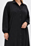 Buttoned Shirt Collar Wrinkled Knitted Dress - 4