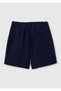 Boys' Navy Blue Drawstring Waist Drawstring Logo Embroidered Short Shorts - 2