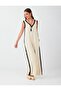 Linen Blend Sleeveless Jumpsuit with Stone Stripe Detail - 4