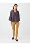 Bitter Brown Shirt Collar Three Quarter Sleeve Modal Blouse - 2