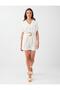 Beige Melange Belt Detailed Linen Blend Mini Jumpsuit