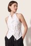 Vest Women's Vest V-Neck Women's Blouse Tie-Up Fabric Stylish Sleeveless Shirt White - 4