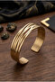 Minimalist Italian Style Laser Engraved Women's Cuff Bracelet with Cross Stripe Motif