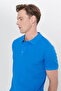 Men's Royal Blue 100% Cotton Non-Curling Pique Polo Collar Slim Fit Slim Fit T-Shirt - 9
