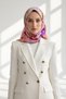 100% Twill Silk Floral Patterned Purple Colored 90X90 Scarf Sewing Shape: Hand Sewing - 5
