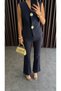 Women's Gold Buttoned Vest Pants Suit - 8