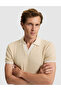 Beige Slim Fit Knitted Textured Lapel Collar T-Shirt 50310162-Vr011 - 2