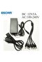 محول طاقة Escam DC 12V 5A بمقبس الاتحاد الأوروبي + 8 كابلات طاقة منفصلة لكاميرات المراقبة CCTV DVR Anal