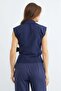 Side Tie Draped Double-Breasted Collared Shirt - 7