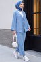 Double Tie Front Kimono Set with Pants - Ice Blue - 4