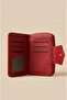 Women's Red Suede Detailed Multi-Compartment Zippered and Snap-Fastened Card Holder Wallet - 2