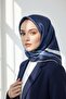 100% Twill Silk Gradient Pattern Indigo - Baby Blue Color 90X90 Scarf Planting Shape : Hand Sewn - 5