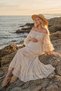 Women's Maternity Shooting Dress Madonna Collar Ruffle Detailed Multi-Layered Sleeve Raw Cotton Long Dress - 3