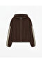 Coffee Stripe Detailed Bomber Jacket