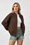 Women's Basic Oversize Zippered Casual Bomber Jacket - 4