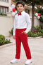 Boy's Milano White Shirt Red Pants Bow Tie Bottom Top Set October 29 Show Outfit - 7