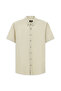 Short Sleeve Regular Fit Button Collar Linen Look Cotton Sports Shirt - 2