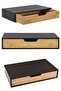Bamboo Wall Shelf with Drawer, Black-Natural Minimalist Floating Shelf / Nightstand Shelf, 40X24X8 cm - 4