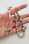 Yellow and Navy Blue Enameled Alpaca Fan Rosary / Gift Boxed, Silver Simulated - 2