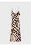 Zebra Patterned Draped Collar Dress - 3