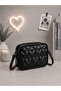 Icone Children's Heart Quilted Detailed Shoulder Bag, Black Heart Children's Bag, Black Kids Bag - 2