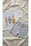Punch Embroidered T-Shirt Checkered Shorts Girls' Two-Piece Set - 3