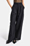Women's Black Palazzo Fit High Waist Organic Linen Trousers - 6