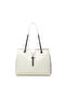 Women's White Large Size Shoulder Bag with V Logo Chain Strap, Daily Stylish Tote Bag