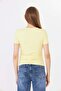 Women's Yellow Gathered Side Buttoned Front Ribbed V-Neck Blouse - H6039 - 4