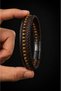 Men's Tiger Eye Stone Leather Bracelet Multi-Layered Brown Weave Design Stylish Bracelet with Steel Clip - 5