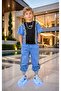 Premium Boy's Jeans Garnished Striped Suit Summer Denim 2-Piece Combination |   5-14 Years Old Holiday Edition - 2